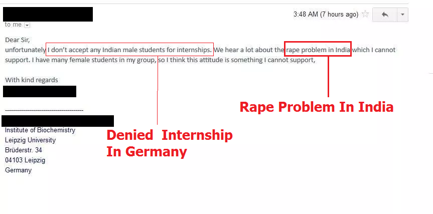 Indian Student Denied Internship In Germany Coz He Is From Country With Rape Problem ! RVCJ Media