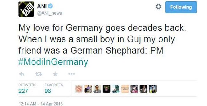 ANI Filed FIR For "German Shephard" Photoshopped Tweet Falsely Said To Be Tweeted By Modi RVCJ Media