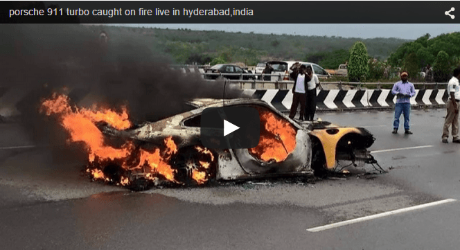 Porsche 911 Turbo Caught On Fire Live In Hyderabad RVCJ Media