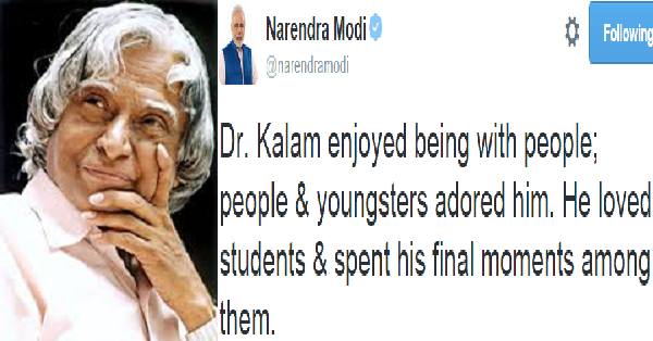 Twitter Pays Tribute To The Legendary Missile Man Dr. A. P. J. Abdul Kalam RVCJ Media