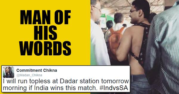 This Mumbai Guy Lost A Bet Against Indian Cricket Team & Went Topless To Dadar Station RVCJ Media