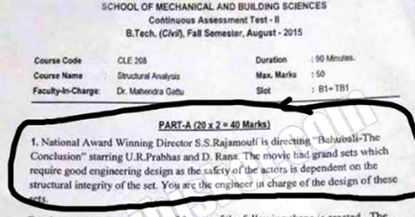 Can You Believe A Question Based On “Baahubali” Was Asked In B.Tech Examination? RVCJ Media