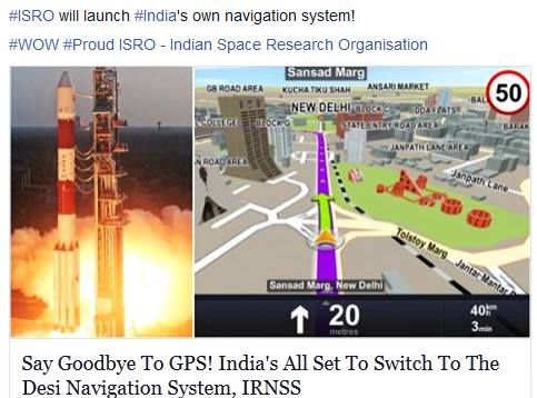 Welcome ISRO's #MakeInIndia Navigation System, Bye-Bye GPS. Proud Moment RVCJ Media