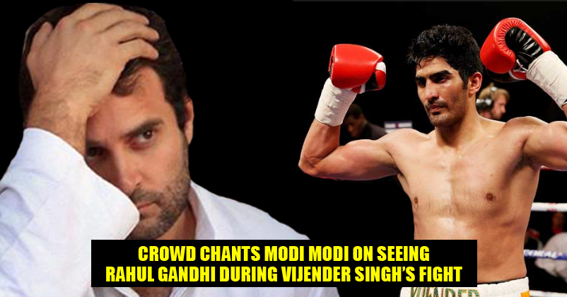 Rahul Gandhi Booed Again By Modi Supporters During Vijender Singh's Fight At Thyagraj Stadium RVCJ Media