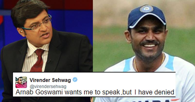 Arnab Goswami Asked Virender Sehwag To Appear On His Show, But He Denied Because... RVCJ Media