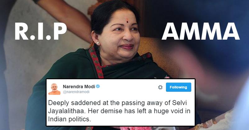 Bollywood And Politicians Mourn The Death Of J Jayalalithaa! Have A Look At Their Tweets