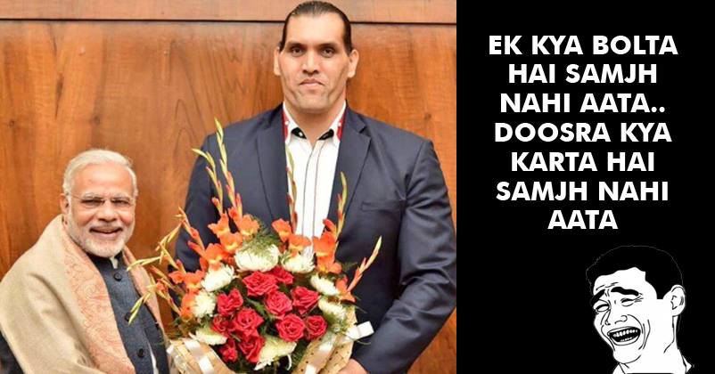 When PM Modi Meets Khali! This Picture Went Viral & Twitterati’s Captions Are Hilarious & Crazy!