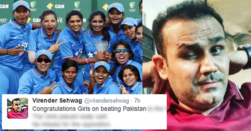 Sehwag Congratulates Indian Women’s Cricket Team & Takes A Subtle Dig At Pakistan