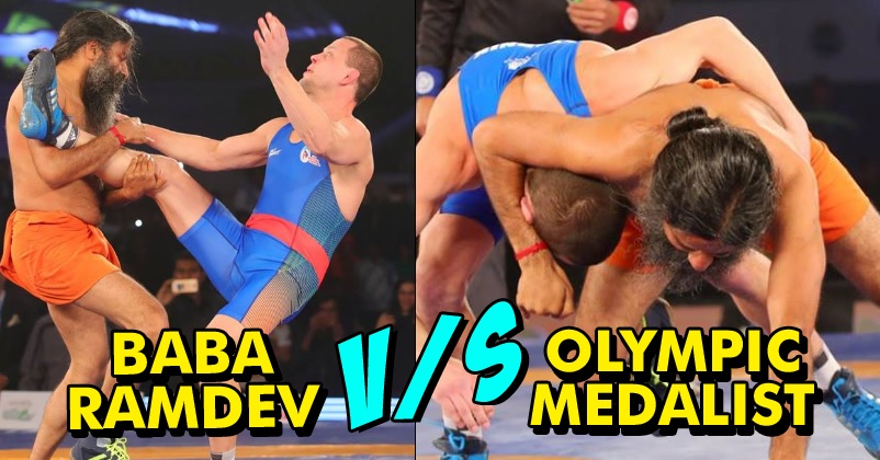 Watch Video - Baba Ramdev Shows The Power Of Yoga! Beats Olympic Medalist By 12-0! RVCJ Media