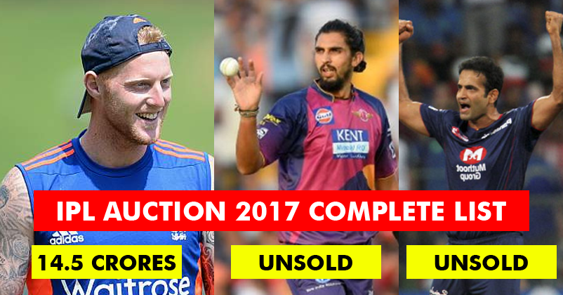 IPL Auction 2017 Complete List Of 66 Sold Players! Check Out Which Team Got The Best Players!