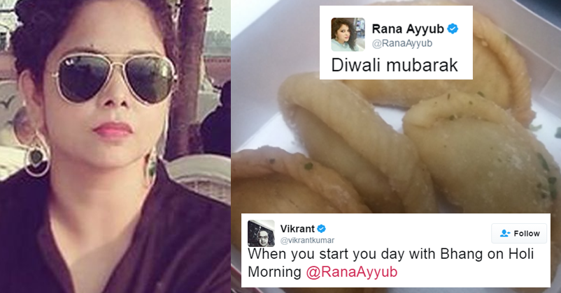 Journalist Rana Ayyub Posted “Diwali Mubarak” On Holi! Twitterati Trolled Her Left & Right!