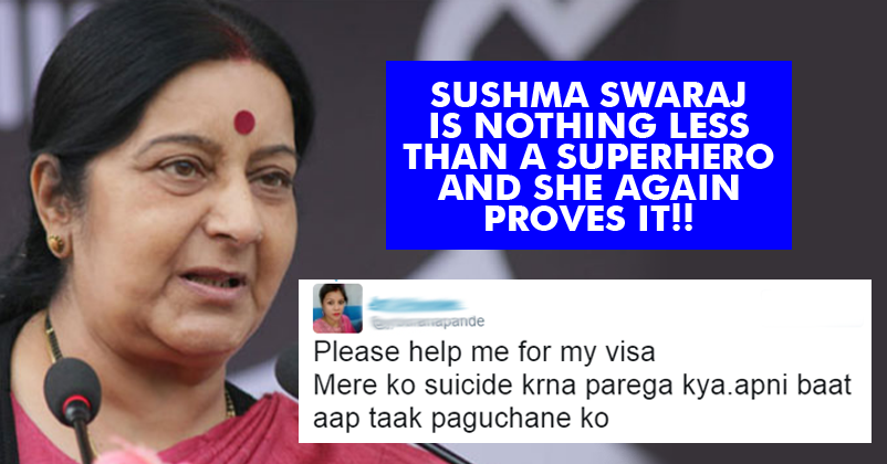 Sushma Swaraj Once Again Proves That She Is A Savior, Saves A Woman From Committing Suicide RVCJ Media