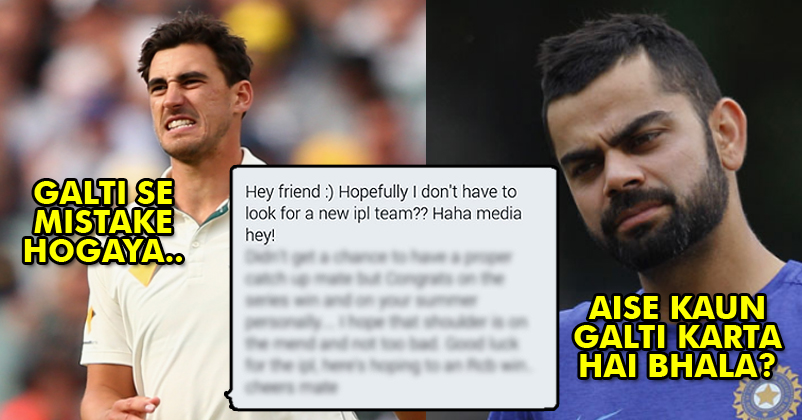 Mitchell Starc Sent A Message To Virat's Fan Account Instead Of Original One! Twitterati Can't Stop Trolling Him - RVCJ Media