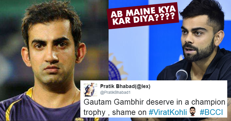Twitter Slams Virat Kohli For Not Including Gautam Gambhir's Name! Check Out Their Furious Tweets! RVCJ Media