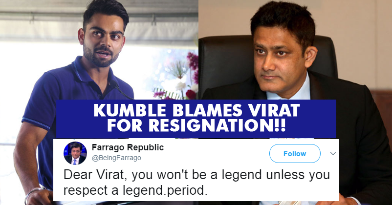 Kumble Blames Kohli For His Resignation! Posts A Hard-Hitting Statement On Twitter!