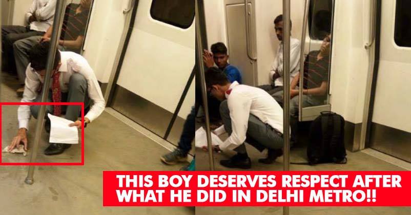 Modi Will Be Super-Happy To Know What This Guy Did In Delhi Metro After Food From Tiffin Spilled!