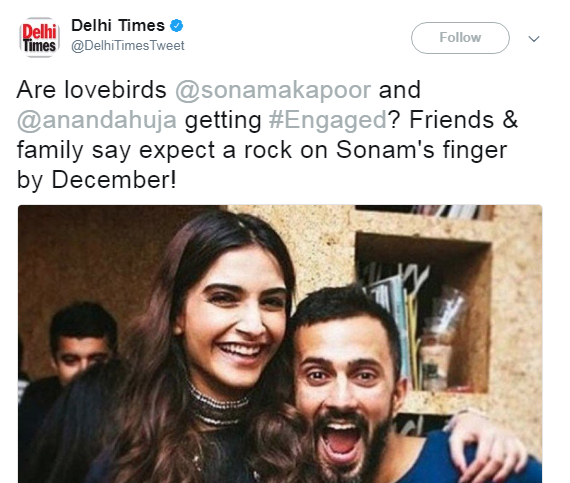 Sonam Kapoor Slams Publications For Spreading "Engagement Rumors"! Her Tweets Are A Good Lesson! - RVCJ Media