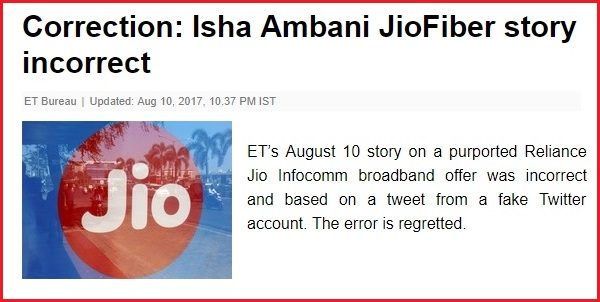Here’s The Truth Behind Isha Ambani’s Fake Tweet About Lucrative Offers From Reliance Jio 3 Here’s The Truth Behind Isha Ambani’s Fake Tweet About Lucrative Offers From Reliance Jio - RVCJ Media
