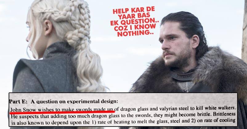 IISER's Exam Had A Question On Jon Snow. This Is How People Reacted RVCJ Media
