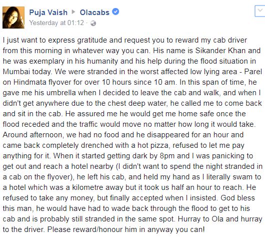 This Lady Was Stuck Near Flyover For 10 Hrs! What Ola Driver Did Restored Faith In Humanity - RVCJ Media