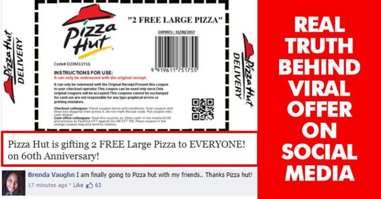 Pizza Hut Is Offering 2 Free Pizzas To Everyone Here s The Real Truth