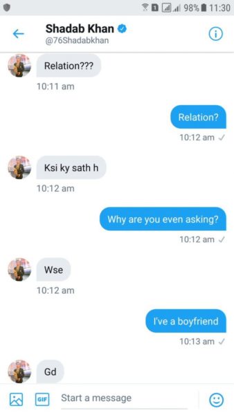 Girl Tweeted Screenshots Of Shadab Khan Flirting With Her. Here'S The Truth 5 Girl Tweeted Screenshots Of Shadab Khan Flirting With Her. Here's The Truth - RVCJ Media