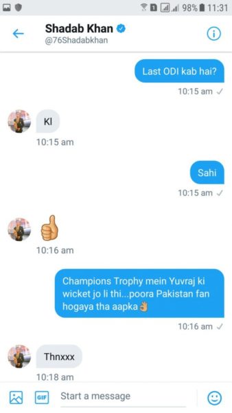 Girl Tweeted Screenshots Of Shadab Khan Flirting With Her. Here'S The Truth 6 Girl Tweeted Screenshots Of Shadab Khan Flirting With Her. Here's The Truth - RVCJ Media