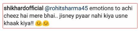 Rohit Sharma Commented On Shikhar Dhawan's Emotional Post. Got An Epic Reply - RVCJ Media