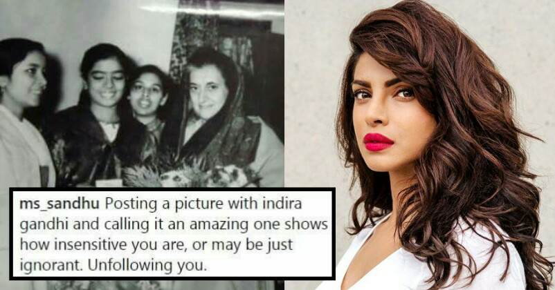 Instagram Users Are Furious With Priyanka For Her Instagram Post About Indira Gandhi RVCJ Media