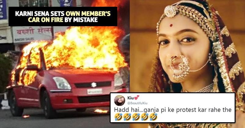 Karni Sena Activists Burn Fellow Member’s Car During Protest. Twitter Calls It High Level Of Stupidity RVCJ Media