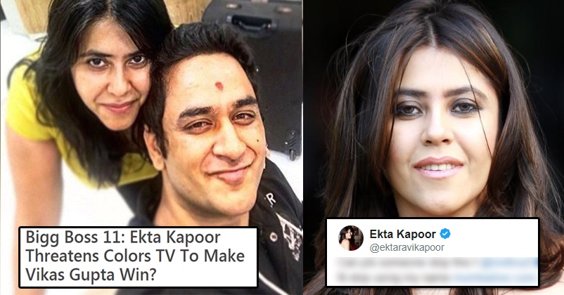 Ekta Kapoor Threatened Colors To Make Vikas Gupta Winner? Ekta Gave A Bang On Reply RVCJ Media
