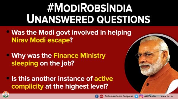 Congress Alleges Pm Modi Robbed India &Amp; He Knew About Nirav Modi Scam. Check Out Tweets 3 Congress Alleges PM Modi Robbed India & He Knew About Nirav Modi Scam. Check Out Tweets - RVCJ Media