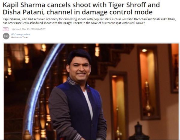 Kapil Cancelled Shoot With Tiger &Amp; Disha? Kapil Slammed Media In An Angry Tweet &Amp; Revealed Truth 4 Kapil Cancelled Shoot With Tiger & Disha? Kapil Slammed Media In An Angry Tweet & Revealed Truth - RVCJ Media