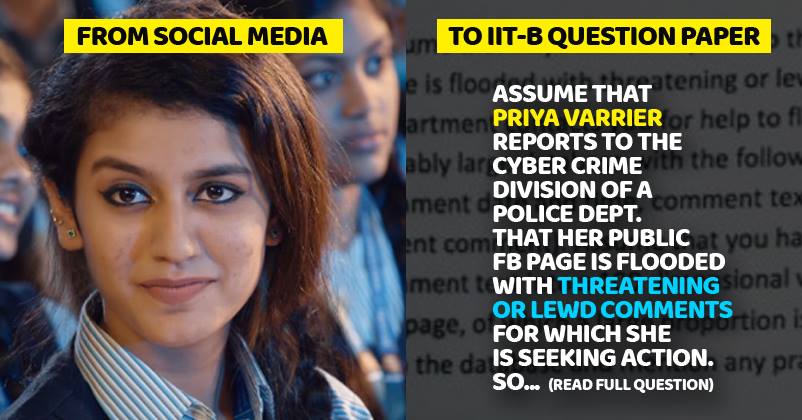 Priya Prakash's Wink Made Her So Popular That Even IIT Bombay Used Her In Question Paper RVCJ Media