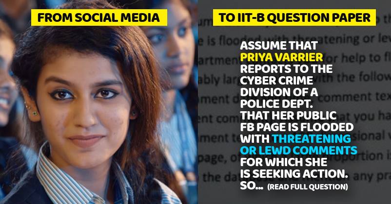 Priya Prakash's Wink Made Her So Popular That Even IIT Bombay Used Her In Question Paper RVCJ Media