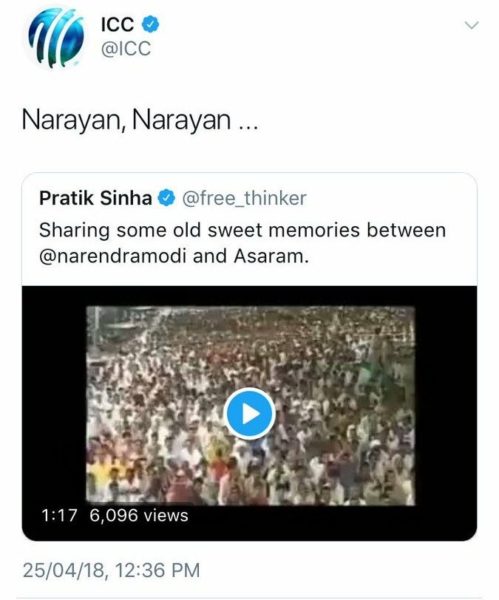 Icc'S Account Posts An Anti Modi Tweet. Twitterati Trolled It Badly 2 ICC's Account Posts An Anti Modi Tweet. Twitterati Trolled It Badly - RVCJ Media