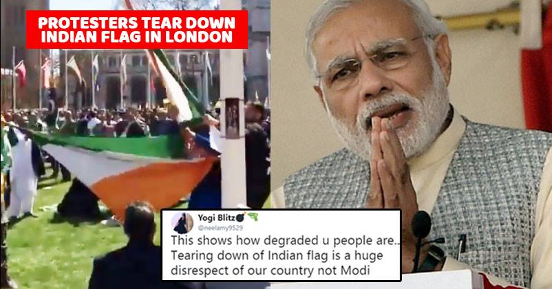 Indian Flag Torn Down By Mob And Misbehaved With Female Journalist During Modi's UK Visit RVCJ Media