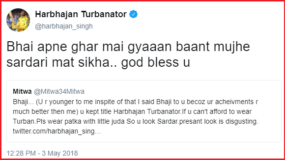 Troller Advised Bhajji To Wear Turban As He's Sardar. Got A Fitting Reply From Cricketer RVCJ Media