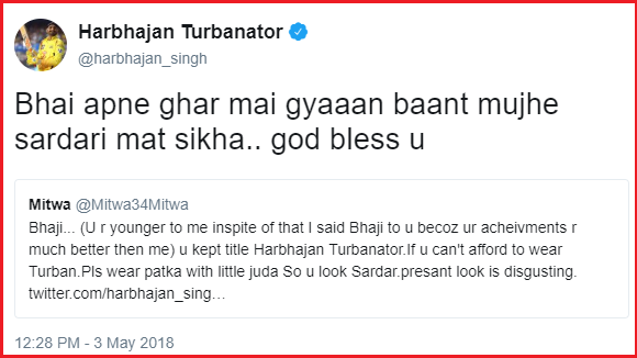 Troller Advised Bhajji To Wear Turban As He's Sardar. Got A Fitting Reply From Cricketer - RVCJ Media