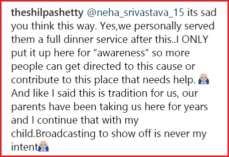 Girl Said Shilpa Celebrated Son’s Bday In Old Age Home To Show Off. She Shut Hater Down In Best Way - RVCJ Media