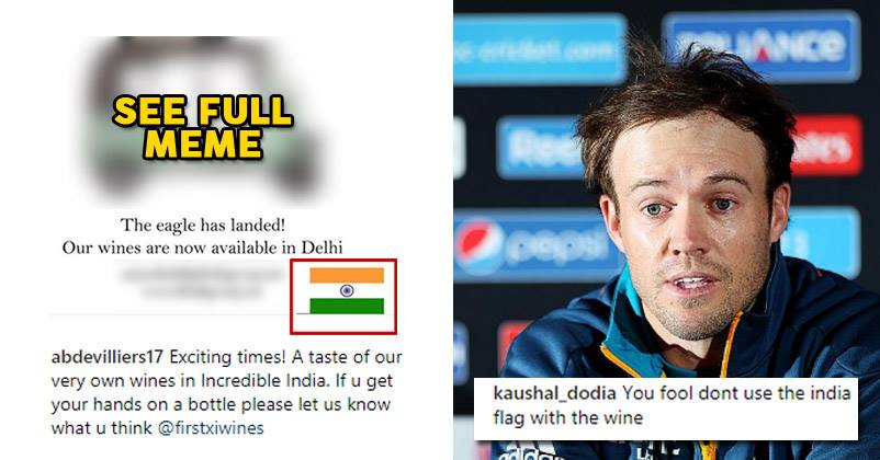 AB De Villiers Used Indian Flag To Promote Wine, Got Heavily Slammed By Fans RVCJ Media
