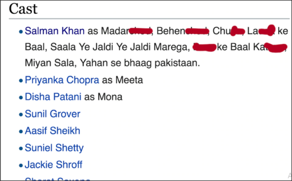 Someone Edited Salman's Bio & Called Him Mad*rch*d & Bh*nch*d On Wikipedia. RVCJ Media