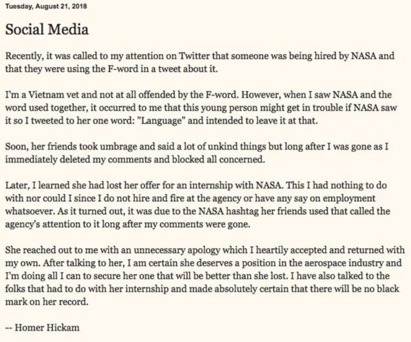 Intern Used F-Word While Announcing Her Internship At NASA, Lost The Dream Job - RVCJ Media