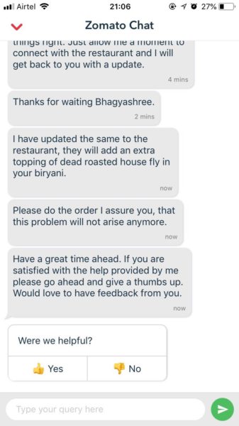 Girl Got Extra Topping Of Roasted Fly On Her Biryani. Zomato Requested Resto To Add 1 More - RVCJ Media