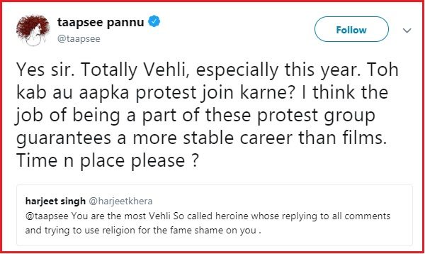Man Asks Taapsee To Go On A Date. Her Sarcastic Reply Proves She’s Upset With Scenes Deletion - RVCJ Media