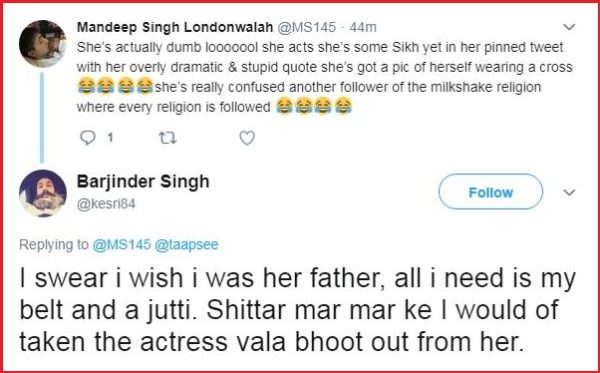 Twitter User Threatened To Beat Taapsee With Belt & Slippers. Arjun & Vicky Kaushal Slammed Hater - RVCJ Media