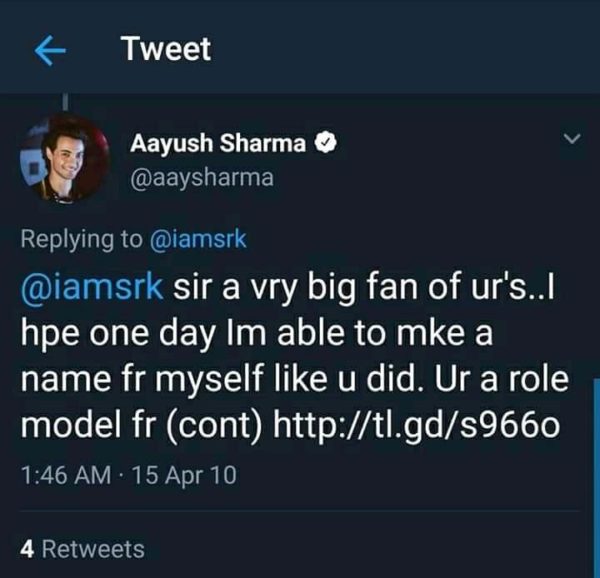 Old Tweets Of Aayush Sharma Resurface On Social Media. This Is How Arpita Reacted - RVCJ Media