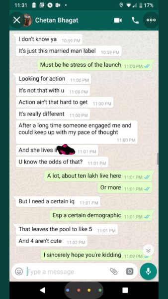 Chetan Bhagat Accused Of Harassing Girl, Apologised To Wife & Her After She Shared Chat Screenshots - RVCJ Media
