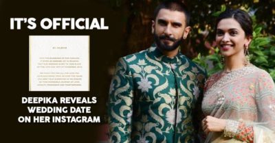 Deepika-Ranveer Wedding Date Revealed. Deepika Herself Shared The Invite On Instagram RVCJ Media