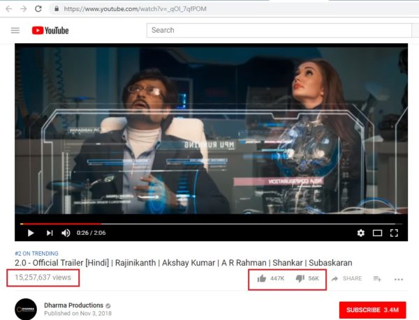 Zero Vs 2.0 – Which Trailer Did People Like More? Check Out Comparative Views, Likes & Dislikes RVCJ Media